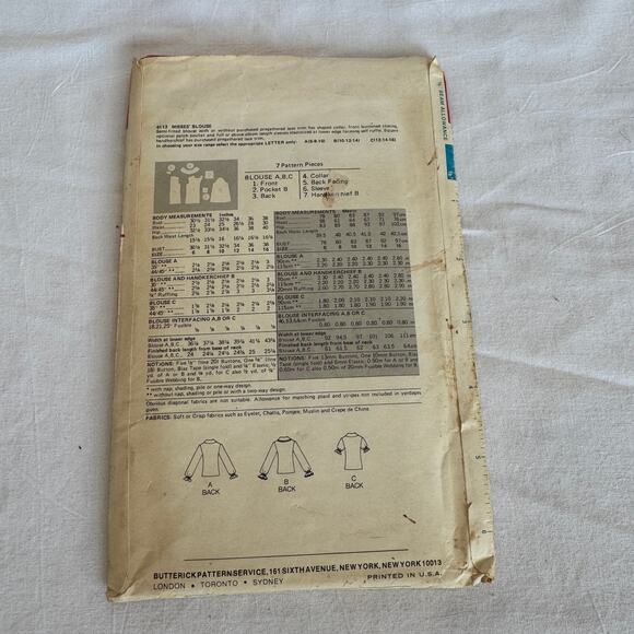 Butterick 6113 Marie Osmond Sewing Pattern Blouse Top Size 10,12,14 c.1970s - Picture 2 of 5